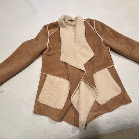 Saks 5th Avenue Faux Shearling Tan Coat - Picture 3 of 9